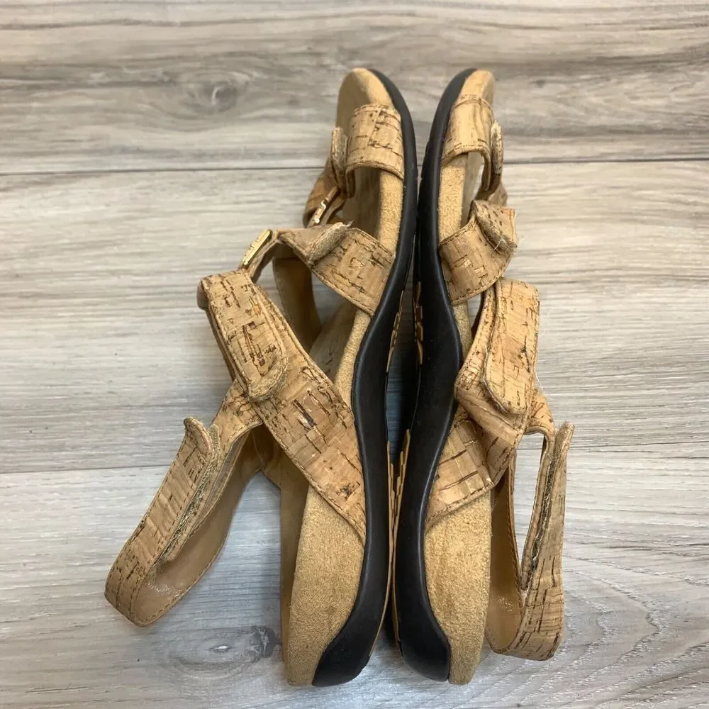 Vionic Womens Size 6 37 Amber Tan Leather‎ Comfort Adjustable Strap Sandals